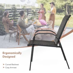 Tangkula 6PCS Outdoor PE Wicker Stacking Dining Chairs Patio Arm Chairs -Tangkula GUEST 4d85a605 d458 4edf 998a 37badc39fe30