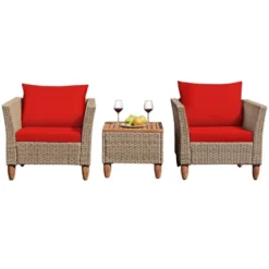 Tangkula 3 Piece Outdoor Rattan Sofa Set Wicker Conversation Furniture Set With Cushions -Tangkula GUEST 4dea28c2 20d6 458d b62c d692e705e806