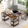Tangkula Large L-shaped Computer Desk 60” Convertible Corner Desk With 4 Storage Shelves 95” 2-Person Long Study Writing Workstation Black/Rustic Brown/Natural/Grey -Tangkula GUEST 4f08e0bb c0ef 4e70 a61f 085df192b4aa