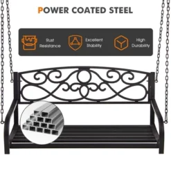 Tangkula Patio Hanging Porch Swing Outdoor 2-Person Metal Swing Bench Chair W/ Chains 17 Tangkula Patio Hanging Porch Swing Outdoor 2-Person Metal Swing Bench Chair W/ Chains -Tangkula GUEST 50343f46 6c03 4617 aa9d 22f76d24263c