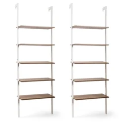 Tangkula 2PCS 5-Tier Ladder Shelf Wood Wall Mounted Display Bookshelf Metal Frame -Tangkula GUEST 505a0fa2 1416 4eb7 a4eb 6d7c4d31af92