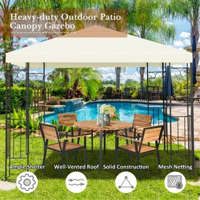Tangkula 10'x10'Outdoor Canopy Gazebo Art Steel Frame Party Patio Large Canopy Gazebo 5 Tangkula 10'x10'Outdoor Canopy Gazebo Art Steel Frame Party Patio Large Canopy Gazebo - Image 3