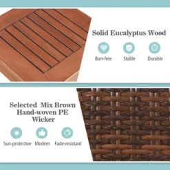 Tangkula 3 Pieces Outdoor Eucalyptus Wood Bistro Set Modern Hand-Woven PE Wicker Conversation Set -Tangkula GUEST 5177b1df 0ec2 44f0 913d 83a56e8fbeda