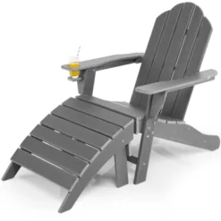Tangkula Outdoor Adirondack Chair W/Ergonomic Design&Ottoman Lounge Armchair HDPE Chair For Yard&Patio Black/Grey/Turquoise/White -Tangkula GUEST 5303cacd 57fc 4f9b 8ff1 7e3541a65094