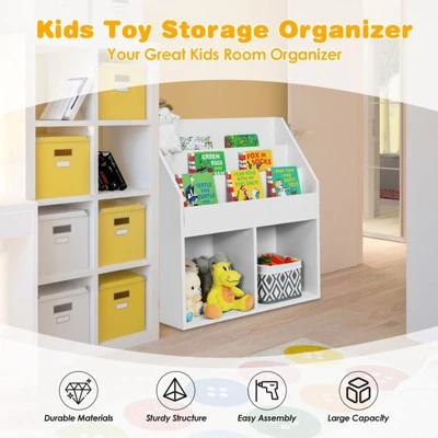 Tangkula Kids Wooden Bookshelf Bookcase Display Rack Toy Storage Cabinet Organizer Holder For Kids Room&Nursery 6 Tangkula Kids Wooden Bookshelf Bookcase Display Rack Toy Storage Cabinet Organizer Holder For Kids Room&Nursery - Image 4