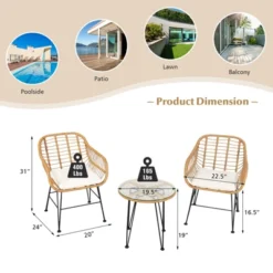 Tangkula 3 Pieces Patio Furniture Set W/Tempered Glass Coffee Table Set For Garden And Backyard White/Red/Turquoise/Grey/Black Cushions 23 Tangkula 3 Pieces Patio Furniture Set W/Tempered Glass Coffee Table Set For Garden And Backyard White/Red/Turquoise/Grey/Black Cushions -Tangkula GUEST 53bc542e 2ff0 469f 86a2 30d625861193