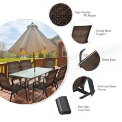 Tangkula 6PCS Outdoor PE Wicker Stacking Dining Chairs Patio Arm Chairs -Tangkula GUEST 546750f6 a88b 47e4 80ba 2168fb34197f