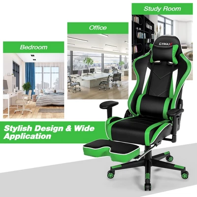 Tangkula High Back Gaming Chair Adjustable Office Computer Task Chair W/Footrest Green 7 Tangkula High Back Gaming Chair Adjustable Office Computer Task Chair W/Footrest Green - Image 5