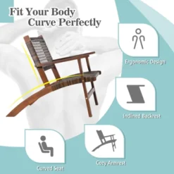 Tangkula 3 Pieces Outdoor Eucalyptus Wood Bistro Set Modern Hand-Woven PE Wicker Conversation Set -Tangkula GUEST 54b34b06 0fbc 430d a7df aadaaf356ae0