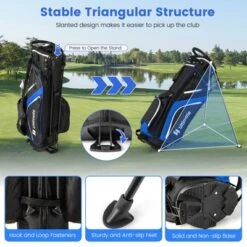 Tangkula 14-Way Top Divider Golf Bag With Stand Lightweight Golf Stand Bag With Dual Shoulder Straps Blue/Grey/Red -Tangkula GUEST 5531cfff fae6 4de6 96a2 f1202824f33a