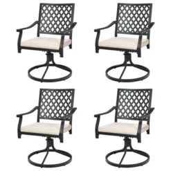 Tangkula 2/4 PCS Patio Swivel Dining Chairs Kitchen Garden Metal Armchairs W/Cushions -Tangkula GUEST 55d65317 2948 4f6c 899b 489e70cdaae5