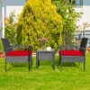 Tangkula 3 Pieces Patio Set Outdoor Wicker Rattan Furniture W/ Cushions Red 2 Tangkula 3 Pieces Patio Set Outdoor Wicker Rattan Furniture W/ Cushions Red -Tangkula GUEST 5623ccf2 757f 4879 baa4 ef2be277352f
