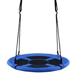Tangkula 40" Kids'Saucer Tree Swing Seat Indoor Outdoor Play Set Grren/ Blue