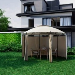Tangkula 11.5'Outdoor Patio Round Dome Gazebo Canopy Shelter Double Roof Steel Brown -Tangkula GUEST 5672bb61 29ec 4ab0 85a5 49ec07883eab