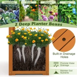 Tangkula Garden Arbor With Planter Wooden Planter Arch With Trellis Natural -Tangkula GUEST 56aba971 d553 46cc 98b1 c826142cb37f