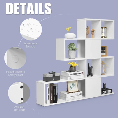 Tangkula 5-Shelf Modern Ladder Corner Bookshelf Display Storage Rack For Home&Office 6 Tangkula 5-Shelf Modern Ladder Corner Bookshelf Display Storage Rack For Home&Office - Image 4