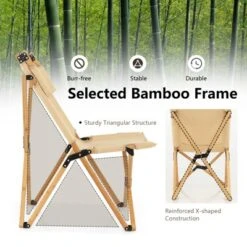 Tangkula 1PC/2PCS Folding Camping Chair Bamboo Wood Beach Chair With Breathable Canvas 2-Level Adjustable Backrest Portable Folding Chair With Carrying Bag -Tangkula GUEST 5769705c 02a2 4805 a23b ece1cfc31418