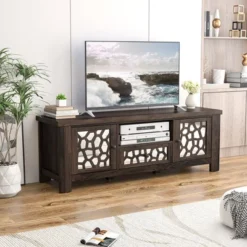 Tangkula 55" Retro TV Stand Media Entertainment Center W/ Mirror Doors & Drawer Brown 18 Tangkula 55" Retro TV Stand Media Entertainment Center W/ Mirror Doors & Drawer Brown -Tangkula GUEST 57f630a5 42b7 467b 9153 adbfbdb86b09