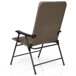Tangkula Outdoor Folding Chair Collapsible Enlarged Chair With Cup Holder Grey/Brown -Tangkula GUEST 5841adca bcda 47ae acf8 dc1a6c838ea4