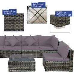 Tangkula 7 PCS Outdoor Patio Furniture Set All-Weather PE Rattan Sofa Set W/Coffee Table & Cushions -Tangkula GUEST 588caaab 9e78 455d 8f87 b834b2f03bf3