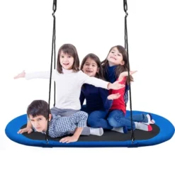 Tangkula 60" Flying Saucer Tree Swing Set Outdoor Oval Swing Adjustable Hanging Ropes For Kids Colorful/Blue/Green/Purple -Tangkula GUEST 5968de03 0f54 41a6 96c7 0d85efb8bbe1