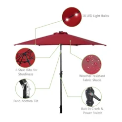 Tangkula 9' Outdoor Patio Umbrella Offset W/LED Light No Base Beige/Burgundy/Tan -Tangkula GUEST 59b059a0 6c56 4a59 91cd 1eef3e6b02f3