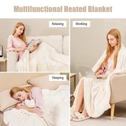 Tangkula 62"x84"/84"x90" Heated Blanket Twin/Queen Size Electric Heated Throw Blanket W/ Timer -Tangkula GUEST 5b0638cb 1be7 4aae a7f4 e5529c5873ef