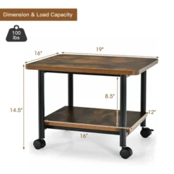 Tangkula 2-Tier Rolling Under Desk Printer Cart With 2 Storage Shelves Printer Stand For Home Office 15 Tangkula 2-Tier Rolling Under Desk Printer Cart With 2 Storage Shelves Printer Stand For Home Office -Tangkula GUEST 5b3b09b6 ae7e 410d a458 aefccbeba3c3