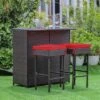 Tangkula 3PCS Patio Wicker Rattan Bar Set Table W/2 Red Cushioned Stools -Tangkula GUEST 5b574208 64ab 4e4b 912f cf388637b199