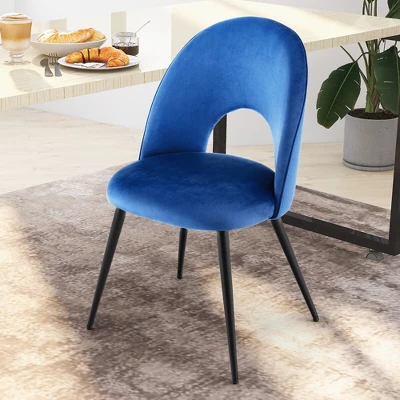 Tangkula Dining Chair Set Of 4 Velvet Upholstered Side Chair W/ Metal Base For Living Room 5 Tangkula Dining Chair Set Of 4 Velvet Upholstered Side Chair W/ Metal Base For Living Room - Image 3
