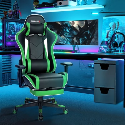 Tangkula High Back Gaming Chair Adjustable Office Computer Task Chair W/Footrest Green 4 Tangkula High Back Gaming Chair Adjustable Office Computer Task Chair W/Footrest Green - Image 2