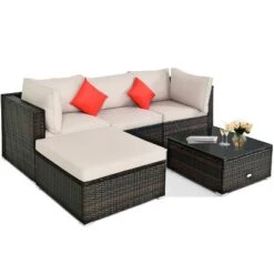 Tangkula 5-Piece Outdoor Patio Sectional Rattan Wicker Sofa Set W/ Cushion 16 Tangkula 5-Piece Outdoor Patio Sectional Rattan Wicker Sofa Set W/ Cushion -Tangkula GUEST 5dac6e95 b6e1 4ae1 8a7e 24295281618f