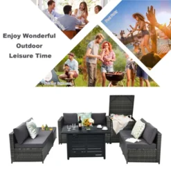 Tangkula 9 PCS Rattan Dinning Set Wicker Sofa W/Propane Gas Fire Pit 60,000 Btu Heater 20 Tangkula 9 PCS Rattan Dinning Set Wicker Sofa W/Propane Gas Fire Pit 60,000 Btu Heater -Tangkula GUEST 5e014d00 b1b5 4e1d 9911 9a2b9406d5a6