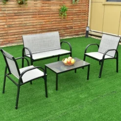 Tangkula 4PCS Chairs Set Coffee Table Patio Garden Modern Furniture Brand New -Tangkula GUEST 5e0561c4 573f 4284 9482 adec21ad08f3