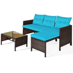 Tangkula 3-Piece Outdoor Rattan Wicker Sectional Sofa Set Patio Conversation Sofa Set -Tangkula GUEST 5e4e23ab 7663 4270 b9a4 7a22a4f16ed9