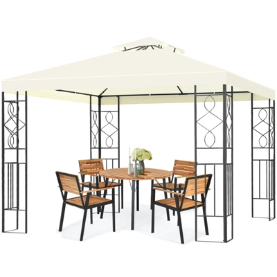 Tangkula 2-Tiers 10'x10'Outdoor Canopy Gazebo Art Steel Frame Party Patio Large Canopy Gazebo W/Netting 3 Tangkula 2-Tiers 10'x10'Outdoor Canopy Gazebo Art Steel Frame Party Patio Large Canopy Gazebo W/Netting