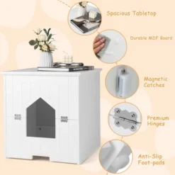 Tangkula Cat Litter Box Enclosure W/ Flip Magnetic Half Door Hidden Litter Box Enclosure -Tangkula GUEST 5f8d4595 f637 49f1 a961 9f97add0f91a