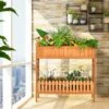 Tangkula Outdoor 2-Tier Wood Planter Raised Garden Bed Elevated Planter Box Kit W/Liner & Shelf For Backyard Patio -Tangkula GUEST 5fa0da7a b842 41c8 be01 297077f496f1