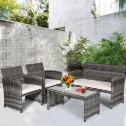 Tangkula 4 PCS Patio Wicker Furniture Outdoor Rattan Chairs W/Cushions 10 Tangkula 4 PCS Patio Wicker Furniture Outdoor Rattan Chairs W/Cushions -Tangkula GUEST 606645a0 8b1e 4a17 b501 237ccabf5c93