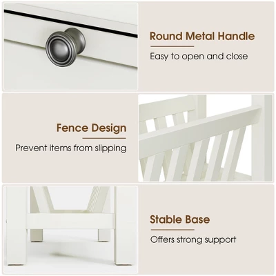 Tangkula Side Table End Table Nightstand W/ Bottom Storage Shelf & Rubber Wood Legs White 8 Tangkula Side Table End Table Nightstand W/ Bottom Storage Shelf & Rubber Wood Legs White - Image 6