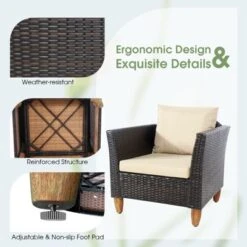 Tangkula 3 Pieces Outdoor Rattan Furniture Set Wicker Bistro Set Wooden Table Top With Cushions 13 Tangkula 3 Pieces Outdoor Rattan Furniture Set Wicker Bistro Set Wooden Table Top With Cushions -Tangkula GUEST 616451b7 04b7 4dc5 bae9 7676f80e6220