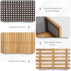 Tangkula 8PCS Patio Acacia Wood Furniture Set PE Rattan Conversation Set W/ Turquoise Cushions 14 Tangkula 8PCS Patio Acacia Wood Furniture Set PE Rattan Conversation Set W/ Turquoise Cushions -Tangkula GUEST 617e2ced 79e5 4458 9aa1 b982f6748896