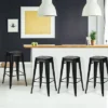 Tangkula Set Of 4 Metal Bar Stools 24" Industrial Chair Low Back Black -Tangkula GUEST 62b7d6e6 94bd 4449 8c59 e8bddc27fa7a