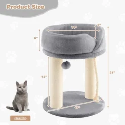 Tangkula Cat Tower Cat Activity Tree W/ Plush Perch & Scratching Posts Grey 17 Tangkula Cat Tower Cat Activity Tree W/ Plush Perch & Scratching Posts Grey -Tangkula GUEST 62d2723e 6d6e 4a0a bf79 851a8a9e458c