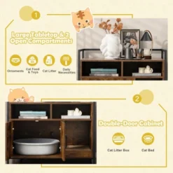 Tangkula Large Litter Box Enclosure Cat Wooden Storage Cabinet With 2 Doors Coffee 13 Tangkula Large Litter Box Enclosure Cat Wooden Storage Cabinet With 2 Doors Coffee -Tangkula GUEST 62f230d2 db06 46ad 9ed5 346ad305fc1f