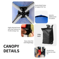 Tangkula Pop-up Canopy Tent 10’ X 10’ Height Adjustable Commercial Instant Canopy W/ Portable Roller Bag Blue/ White/ Grey -Tangkula GUEST 63232419 9207 46df bfee b12d88d771ab