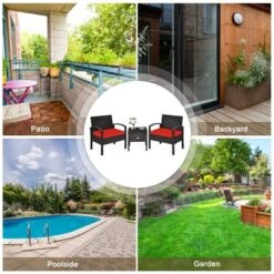 Tangkula 3-Piece Patio Wicker Storage Table & Chair Set Outdoor Conversation Set Red -Tangkula GUEST 636c2d37 f898 4fe4 9f2b 0525125964bd