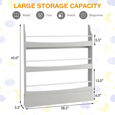 Tangkula 3-Tier Kids Bookshelf Toy Storage Bookcase Rack Wall W/ Anti-toppling Kits 10 Tangkula 3-Tier Kids Bookshelf Toy Storage Bookcase Rack Wall W/ Anti-toppling Kits - Image 8