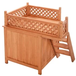 Tangkula Wooden Puppy Dog House Wood Pet Room W/ Raised Roof For Balcony -Tangkula GUEST 63dad440 5fa4 4a3b adef 93885dd450e2