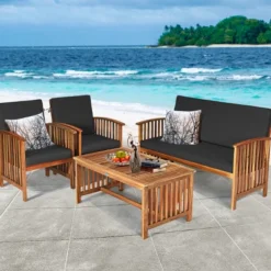 Tangkula 4PCS Patio Acacia Wood Sofa Set Conversation Couch Coffee Table With Cushions 18 Tangkula 4PCS Patio Acacia Wood Sofa Set Conversation Couch Coffee Table With Cushions -Tangkula GUEST 641af91a 17c5 4d75 8a07 b05d84b167c9